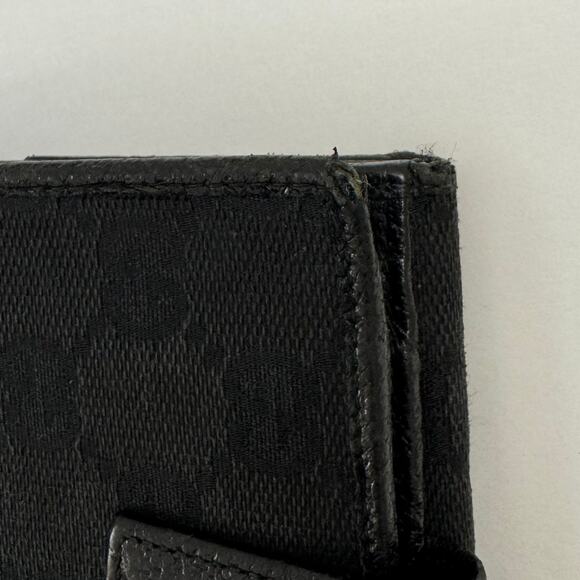 Gucci Double Sided Canvas GG Logo Leather Trim Bifold Wallet Black - Picture 15 of 15